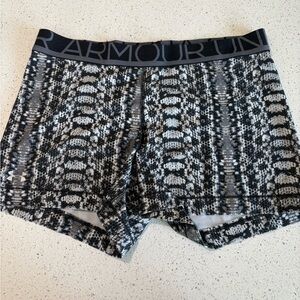 Under Armour Black and Gray Athletic Shorts with Geometric Pattern